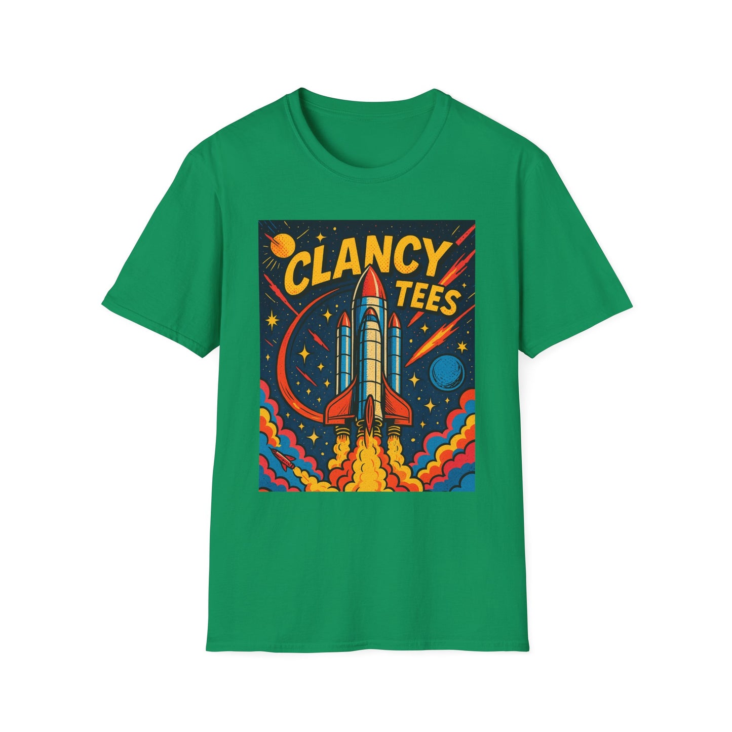 Retro Rocket Ship Shirt Outer Space Graphic Tee | Psychedelic Galaxy Print Top | Gift for Space Nerds and Dreamers | Astronaut Aesthetic Tee