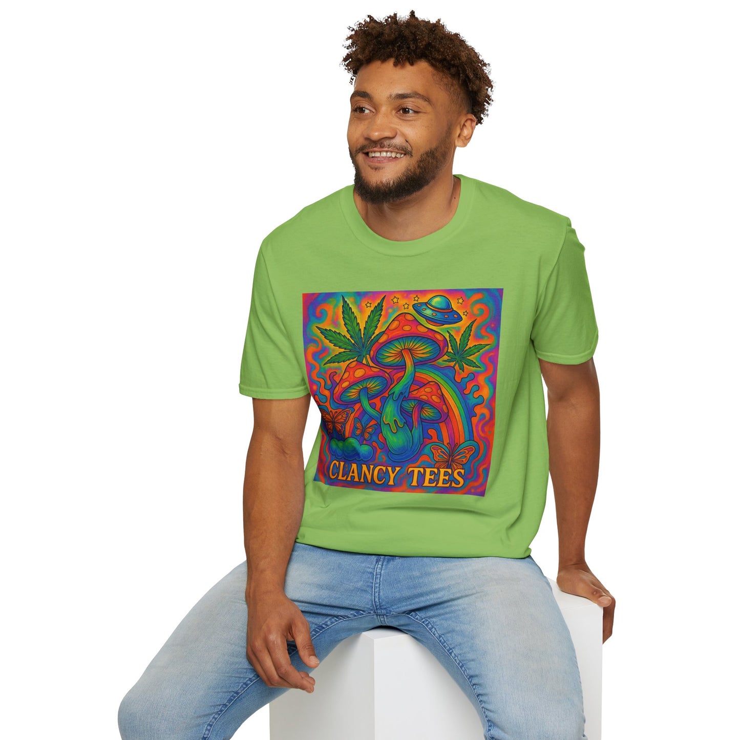 Colorful Psychedelic T-Shirt, Fun Graphic Tee for Music Festivals, Unique Gift for Friends, Retro Style Shirt, Unisex Softstyle Tee
