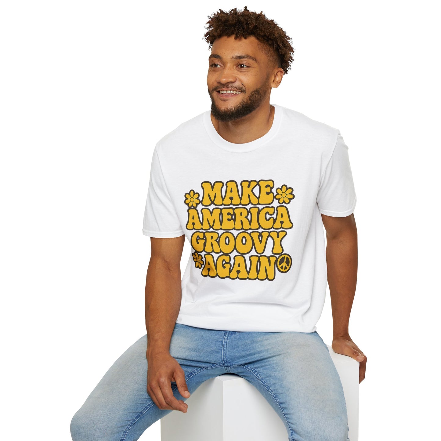 Make America Groovy Again Shirt – Funny Retro Hippie Tee with Peace Sign – Gift for Old Souls, Vintage Lovers, Flower Child Friends