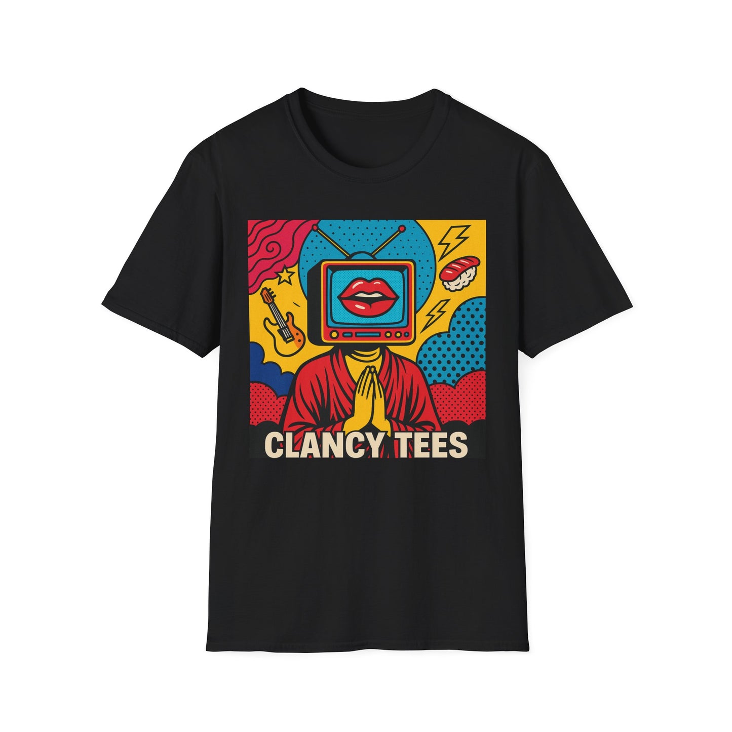 Pop Art TV Head T Shirt for Creatives Graphic Tee for Artists Gift for Surreal Art Lovers Unisex Visual Commentary Shirt