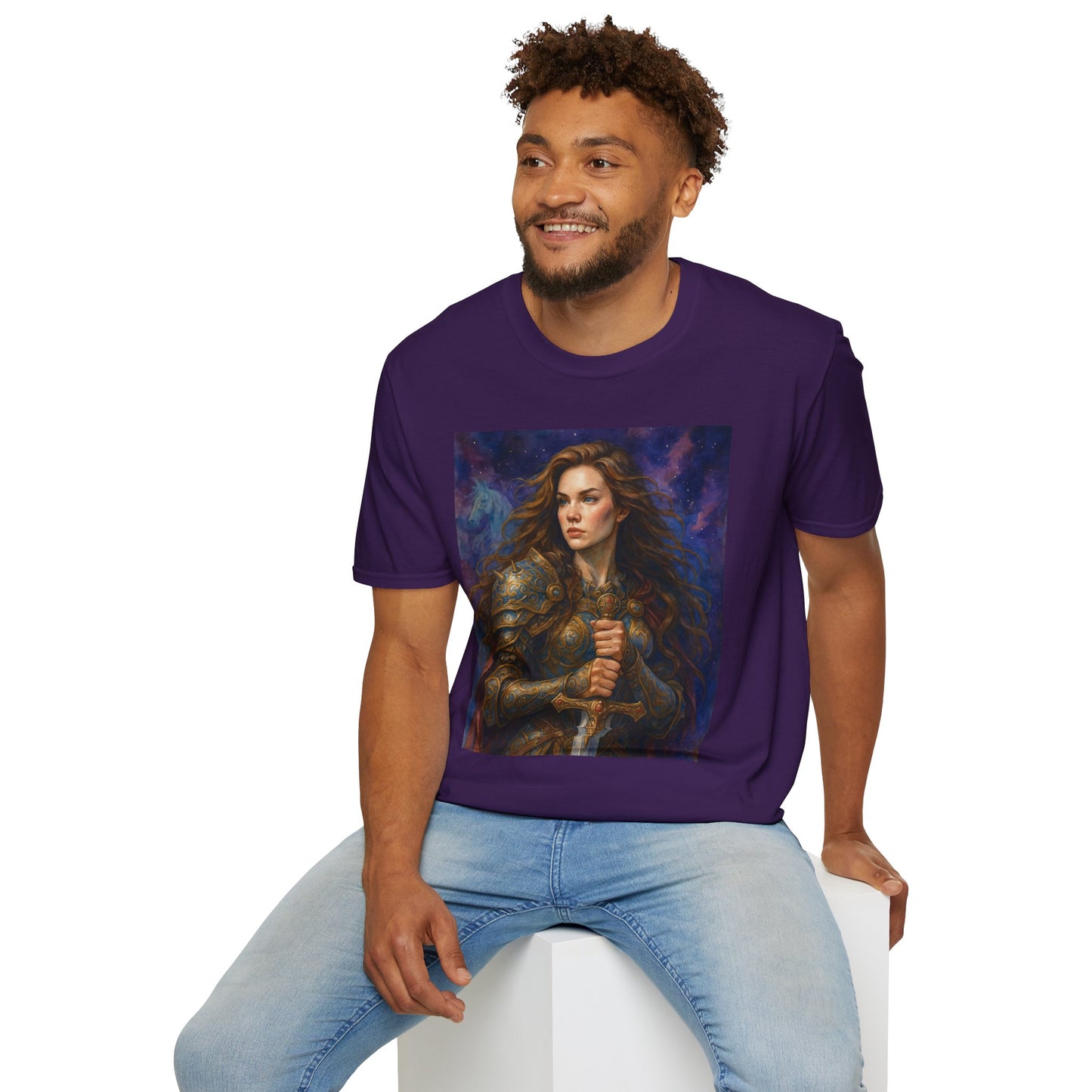 Warrior Woman T Shirt Fantasy Knight Art Medieval Armor Female Hero Tee Gift for Fantasy Lovers Sword Wielder Shirt Bold Aesthetic Battlecore Clothing