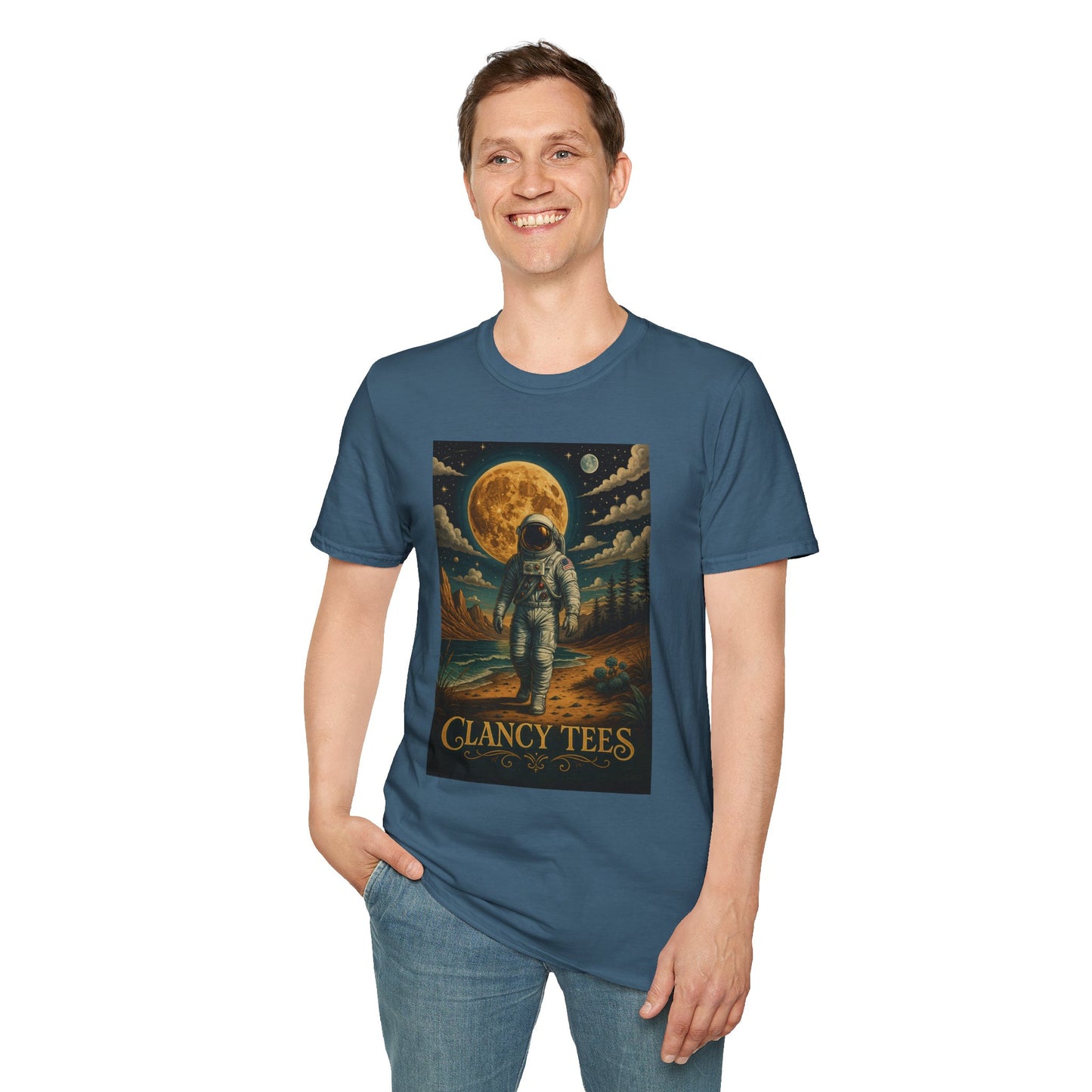 Astronaut Adventure Unisex Softstyle T-Shirt | Cosmic Space Shirt, Graphic Tee for Space Lovers, Gift for Nerds, Casual Wear