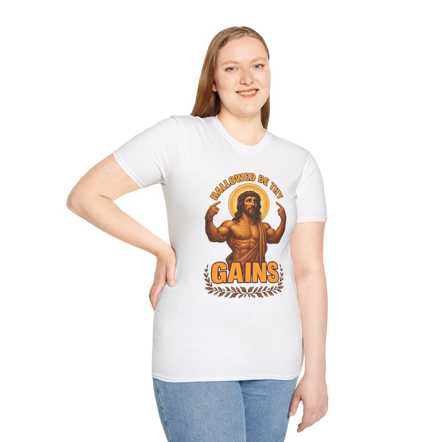 Jesus Gains Unisex T-Shirt, Funny Fitness Tee, Motivational Gym Shirt, Workout Apparel, Religious Gift, Christian Humor Clothing