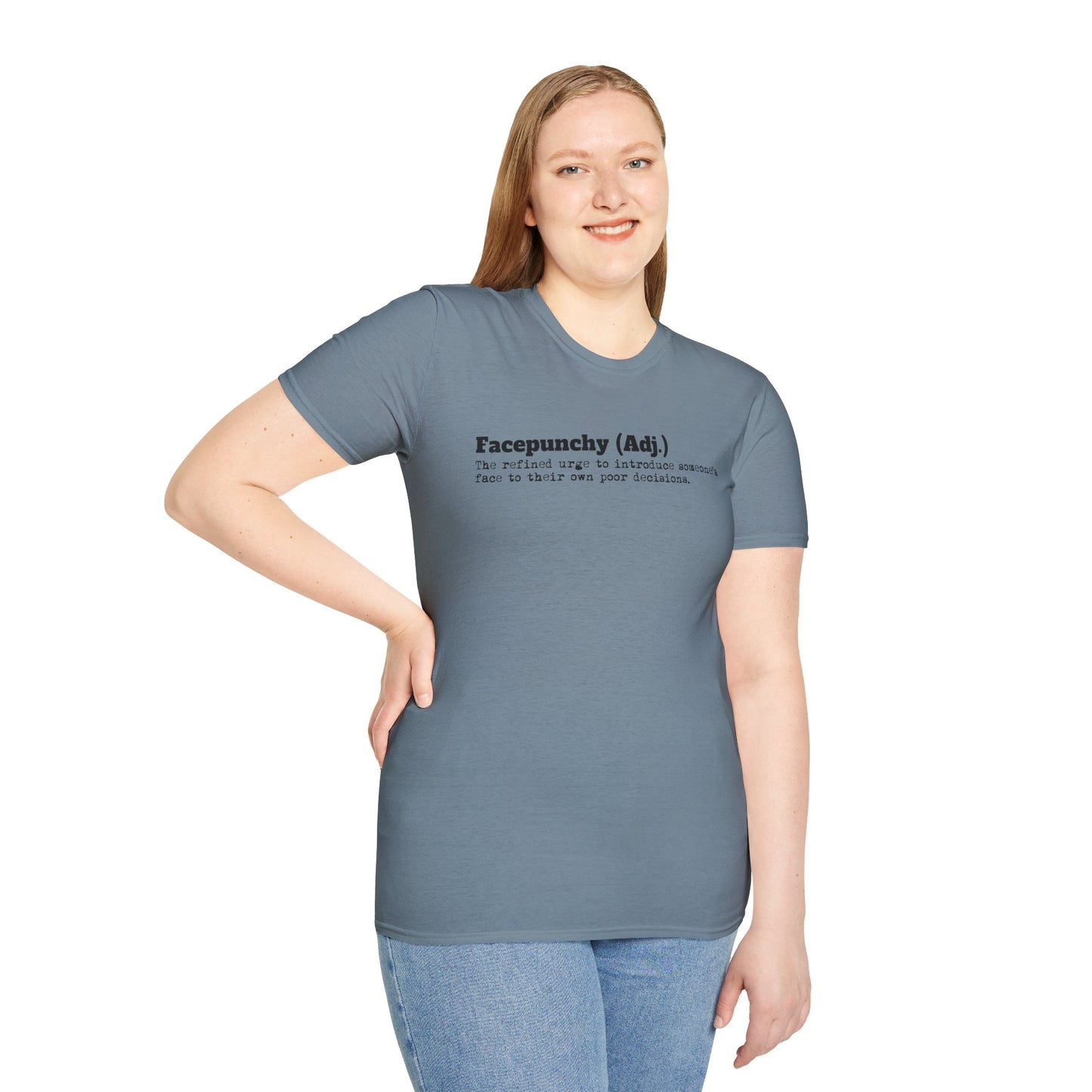 Facepunchy Definition T-Shirt Sarcastic Text Tee Funny Dictionary Shirt for Snarky People Gift for Coworkers with Attitude Passive Aggressive Humor