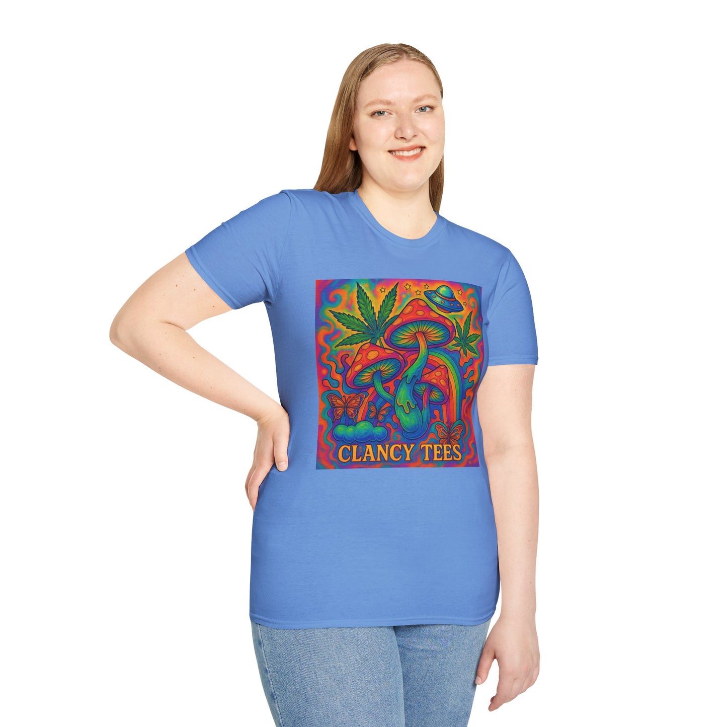 Colorful Psychedelic T-Shirt, Fun Graphic Tee for Music Festivals, Unique Gift for Friends, Retro Style Shirt, Unisex Softstyle Tee
