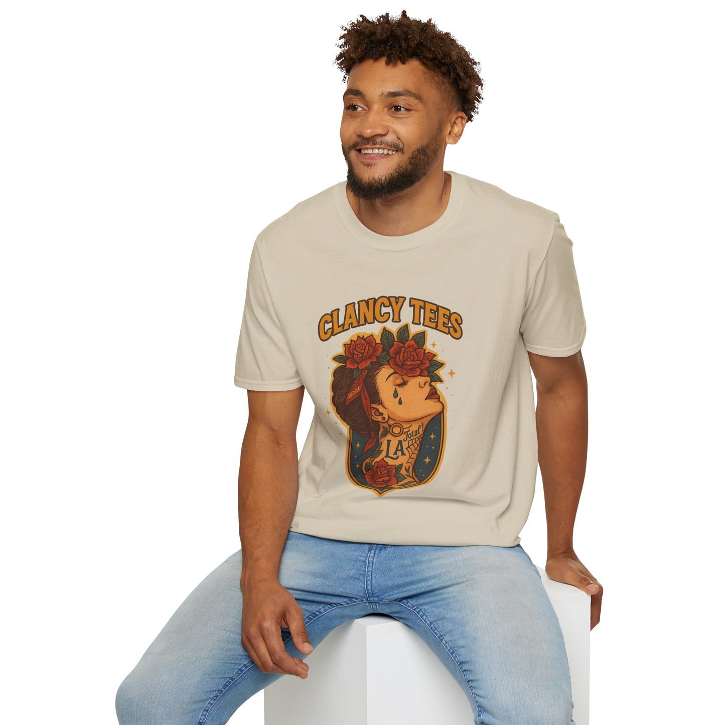 Unisex Tattoo Graphic Tee with Floral Design, Casual Everyday Wear, Gift for Friends, Fashionable Lounge Top, Cute Summer Shirt