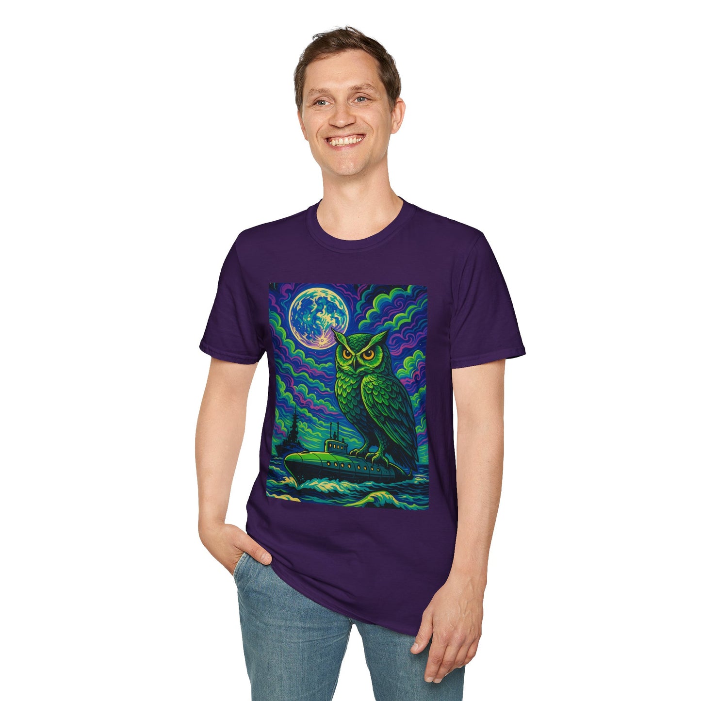 Psychedelic Owl T-Shirt – Trippy Moonlight Animal Tee – Gift for Night Owls, Nature Lovers, Surreal Art Fans & Creatures of the Cosmic Forest