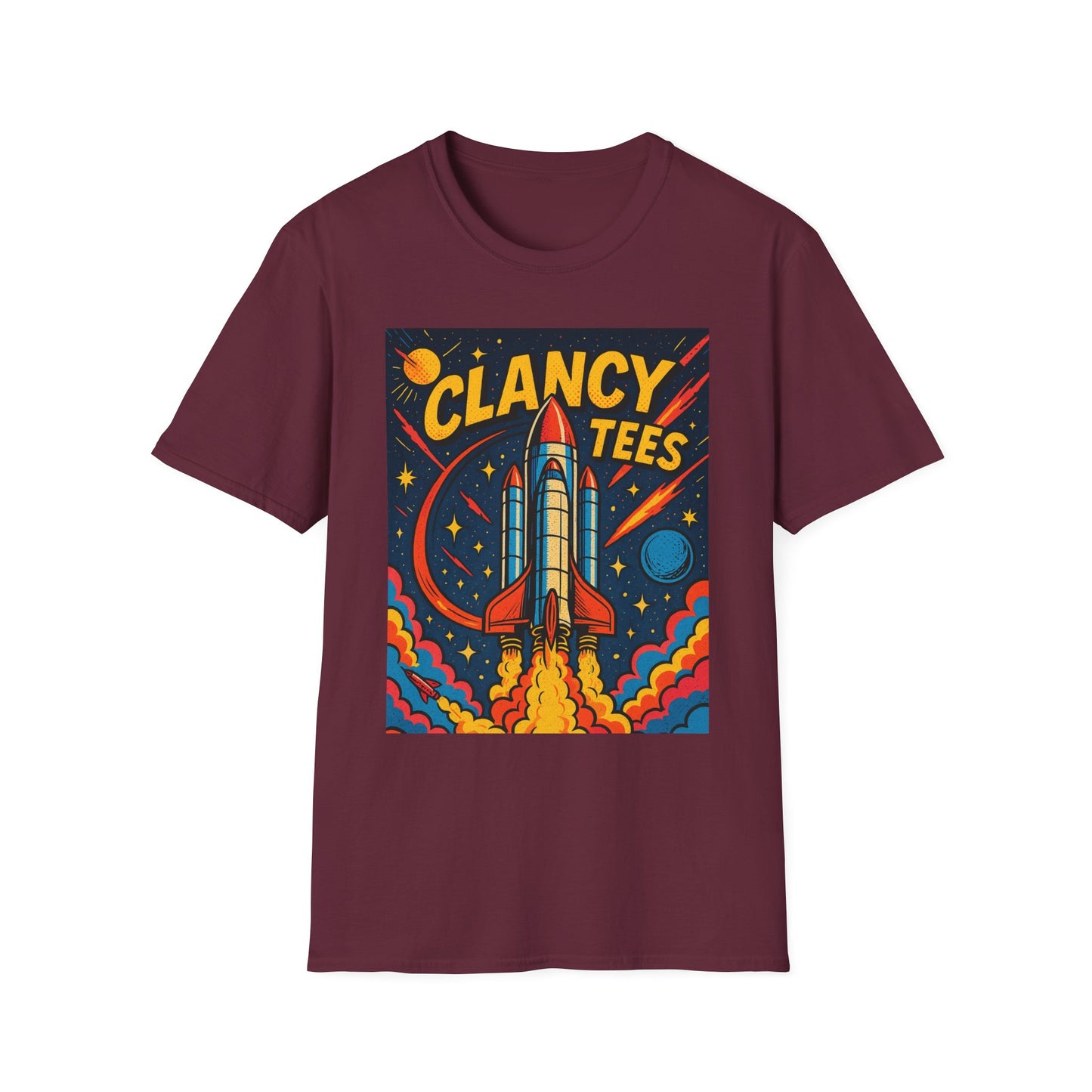Retro Rocket Ship Shirt Outer Space Graphic Tee | Psychedelic Galaxy Print Top | Gift for Space Nerds and Dreamers | Astronaut Aesthetic Tee