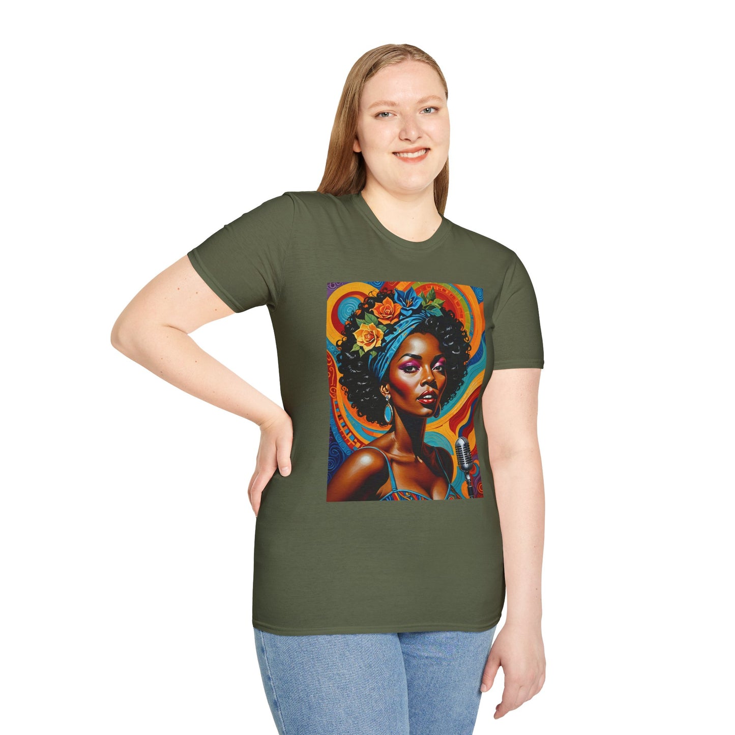 Afrofuturist Soul Singer T Shirt Cosmic Jazz Graphic Tee Retro Funk Fashion Music Artwork Top Gift for Soul Fans