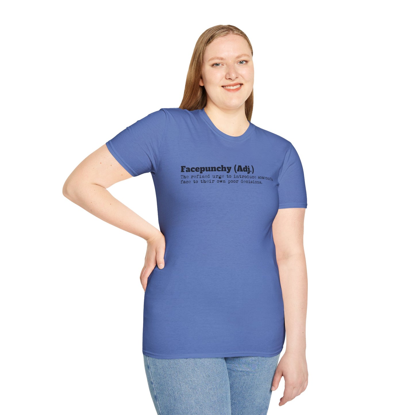 Facepunchy Definition T-Shirt Sarcastic Text Tee Funny Dictionary Shirt for Snarky People Gift for Coworkers with Attitude Passive Aggressive Humor