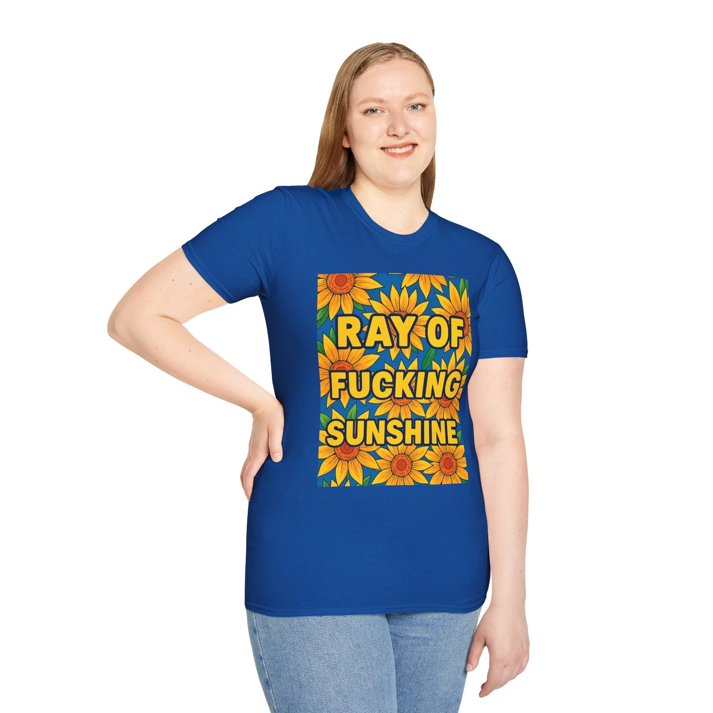 Cheerful Graphic Tee: "Ray of Fucking Sunshine" Unisex Softstyle T-Shirt | Gift for Friends, Casual Wear, Summer Vibes, Birthday Gift, [...]