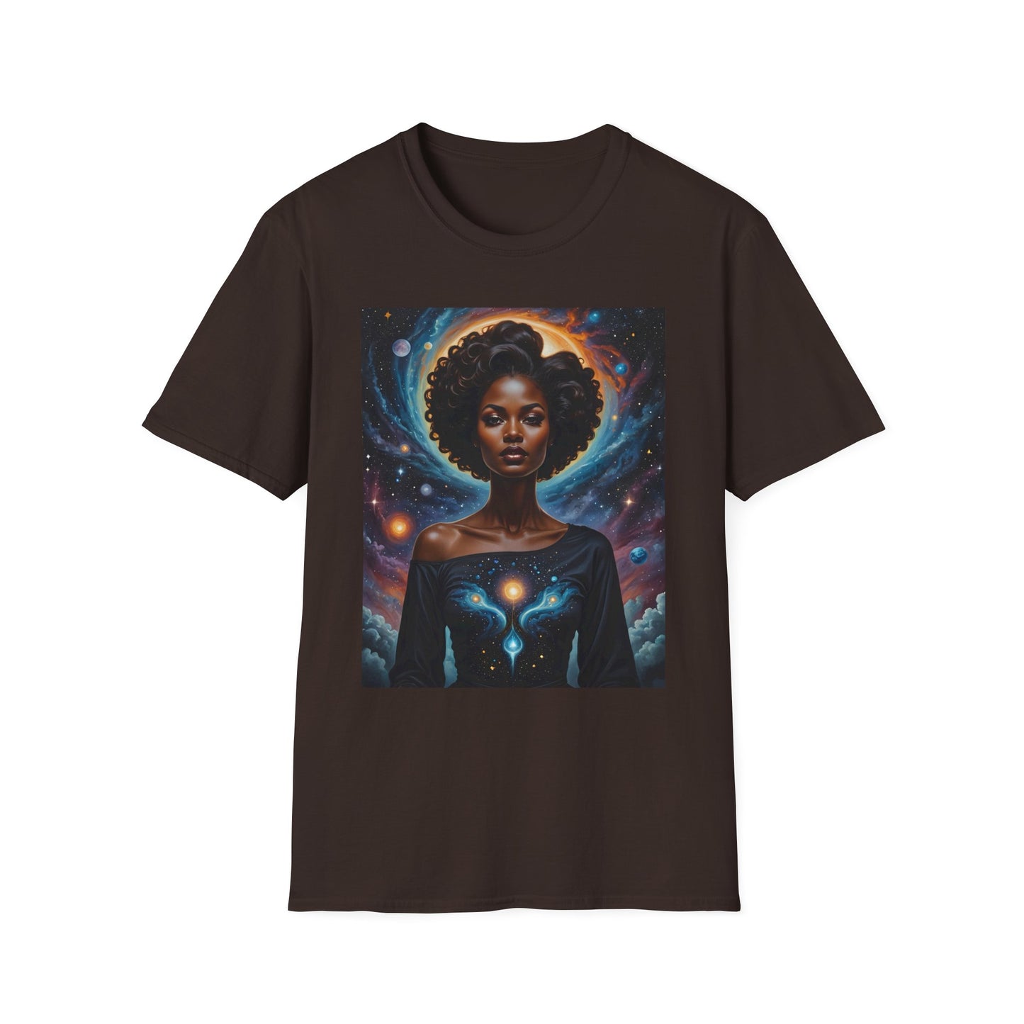 Afrofuturist Cosmic Energy T-Shirt – Celestial Power Graphic Tee, Spiritual Galaxy Shirt, Gift for Astrology Fans, Vibrant Universe Artwork