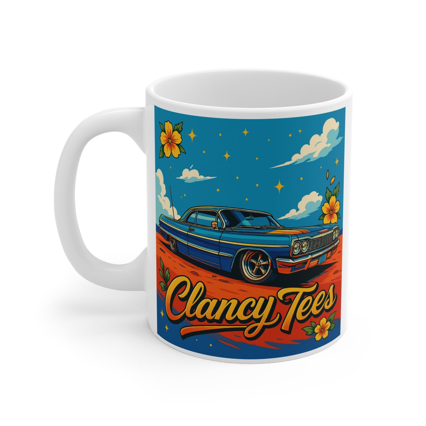 Lowrider Classic Car Coffee Mug Clancy Tees Retro Cruiser Ceramic Mug Chicano Style Gift For Drivers