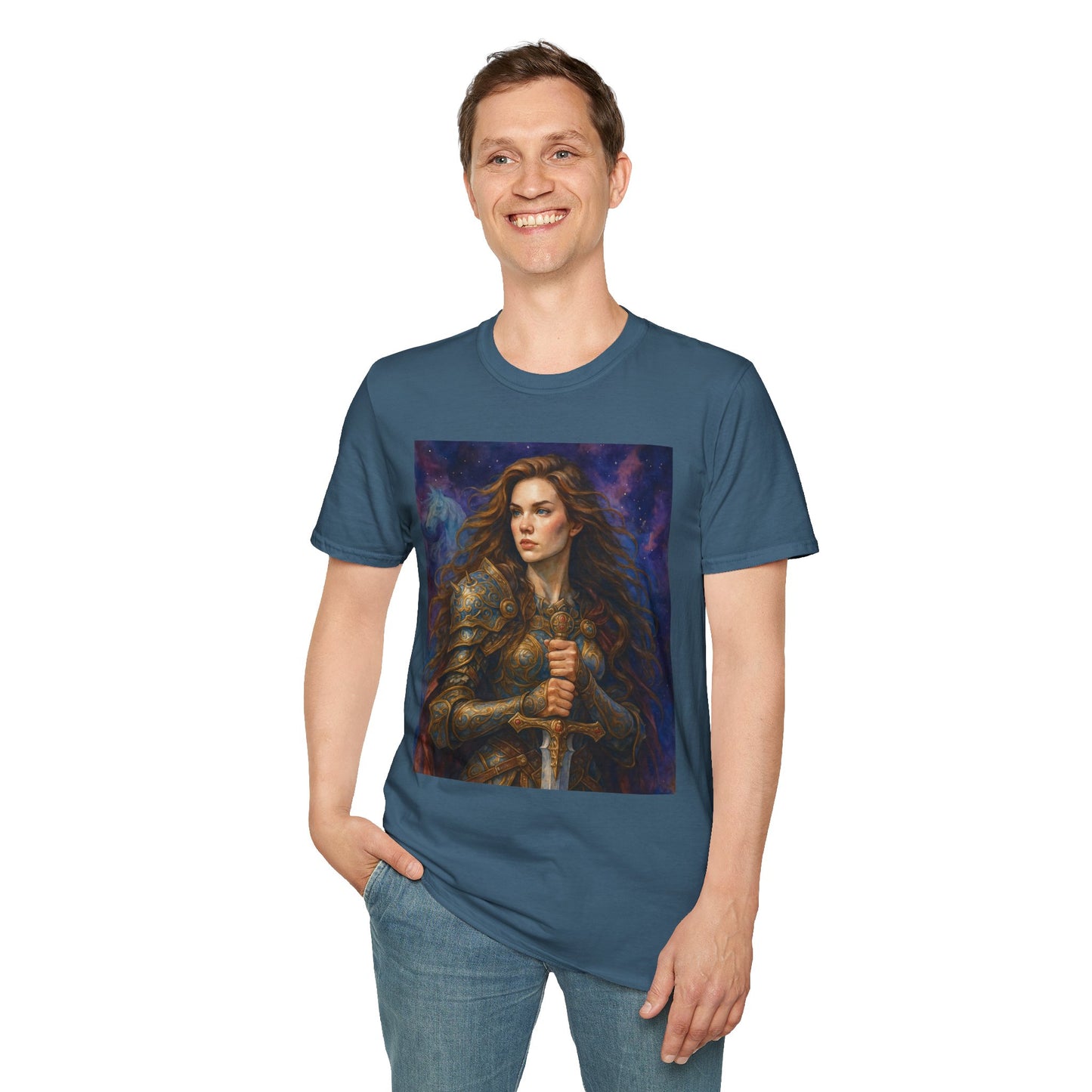 Warrior Woman T Shirt Fantasy Knight Art Medieval Armor Female Hero Tee Gift for Fantasy Lovers Sword Wielder Shirt Bold Aesthetic Battlecore Clothing