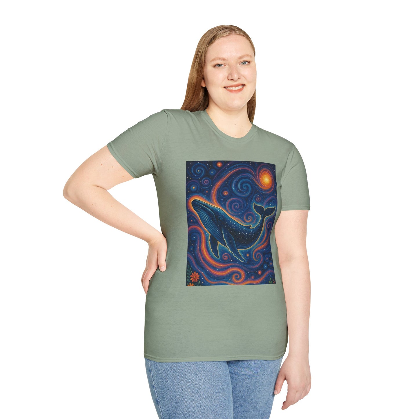 Cosmic Whale T-Shirt – Surreal Space Ocean Graphic Tee – Spiritual Whale Shirt Gift for Dreamers, Stargazers, Nature Nerds & Trippy Art Collectors