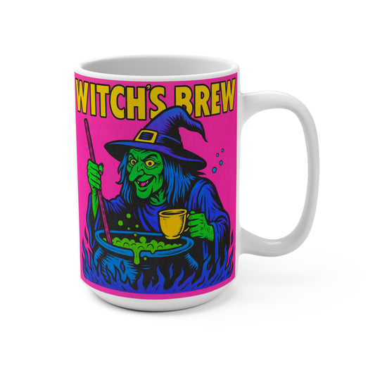 Halloween Witchs Brew Coffee Mug Funny Spooky Witch Cauldron 15oz Ceramic Cup