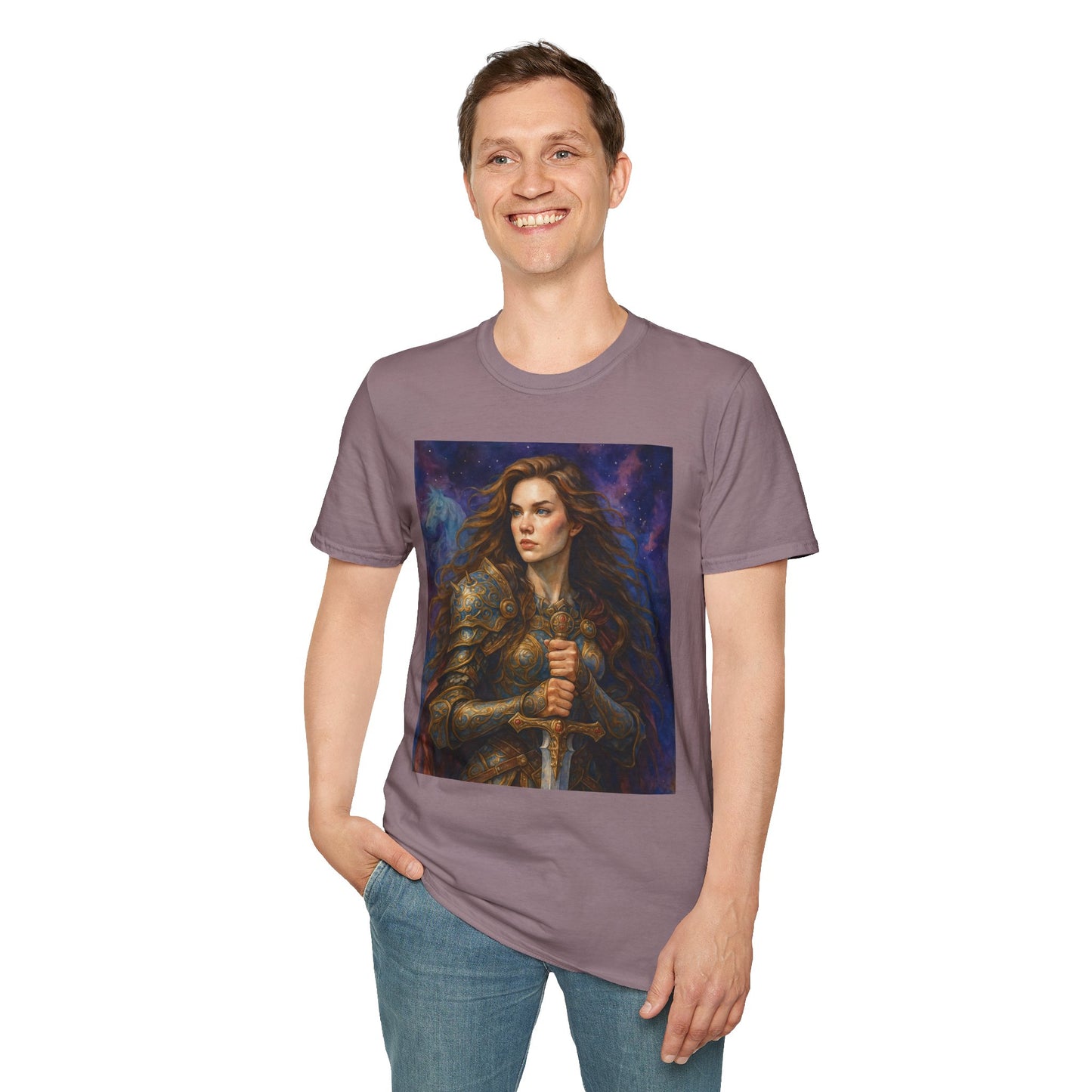 Warrior Woman T Shirt Fantasy Knight Art Medieval Armor Female Hero Tee Gift for Fantasy Lovers Sword Wielder Shirt Bold Aesthetic Battlecore Clothing