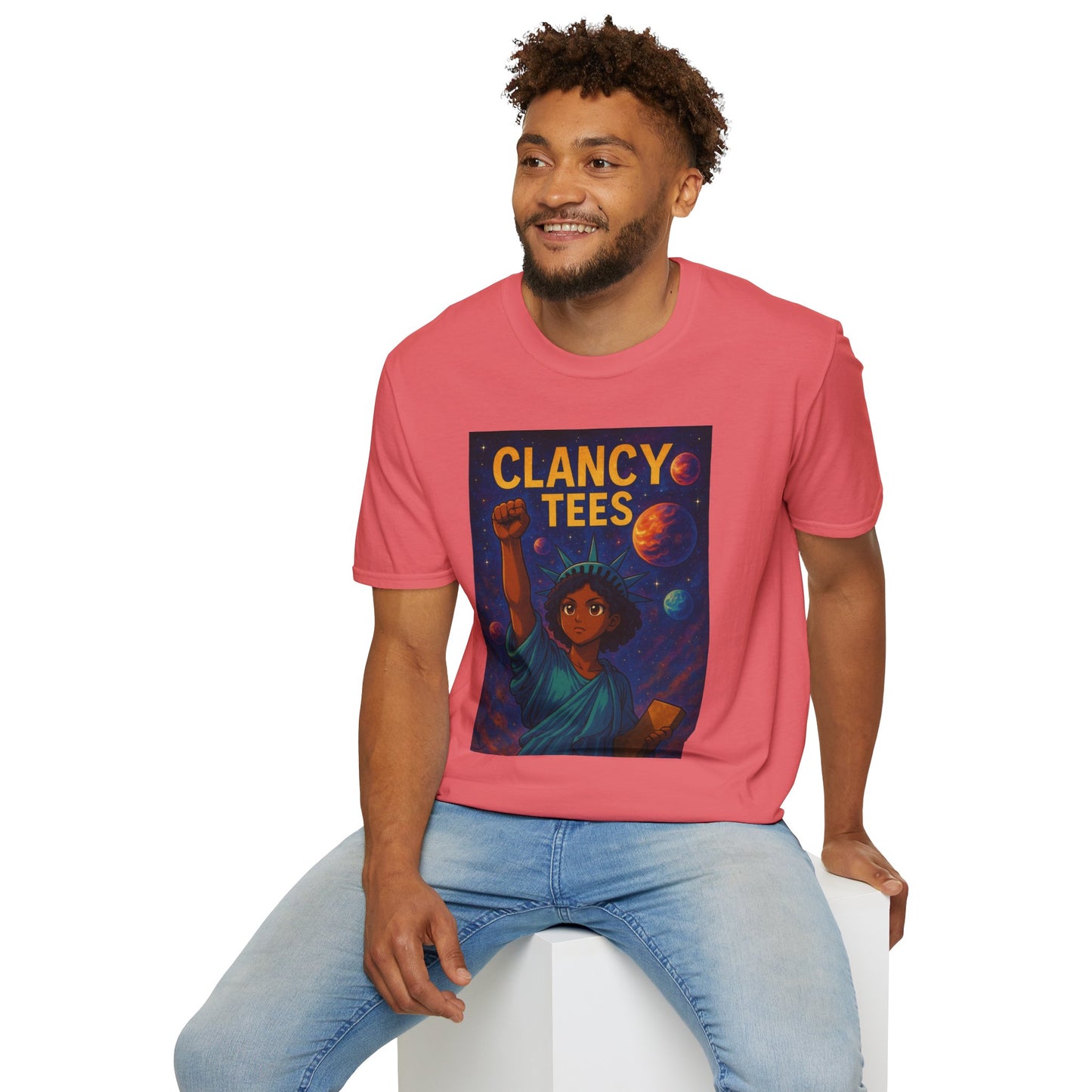 Empowerment Liberty Graphic T-Shirt, Space-Themed Tee, Unisex Casual Wear, Gift for Space Lovers, Inspirational Fashion