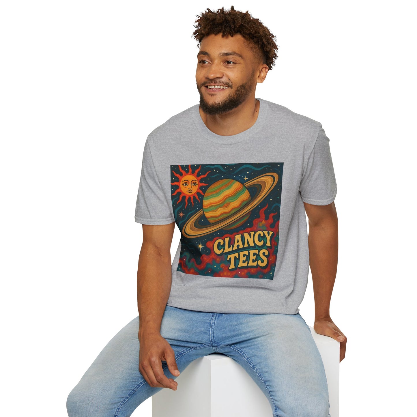 Saturn Sun Shirt – Retro Psychedelic Planet Graphic Tee with Groovy Outer Space Art – Gift for Astronomers, Daydreamers, and Cosmic Wanderers