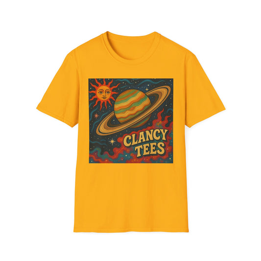 Saturn Sun Shirt – Retro Psychedelic Planet Graphic Tee with Groovy Outer Space Art – Gift for Astronomers, Daydreamers, and Cosmic Wanderers