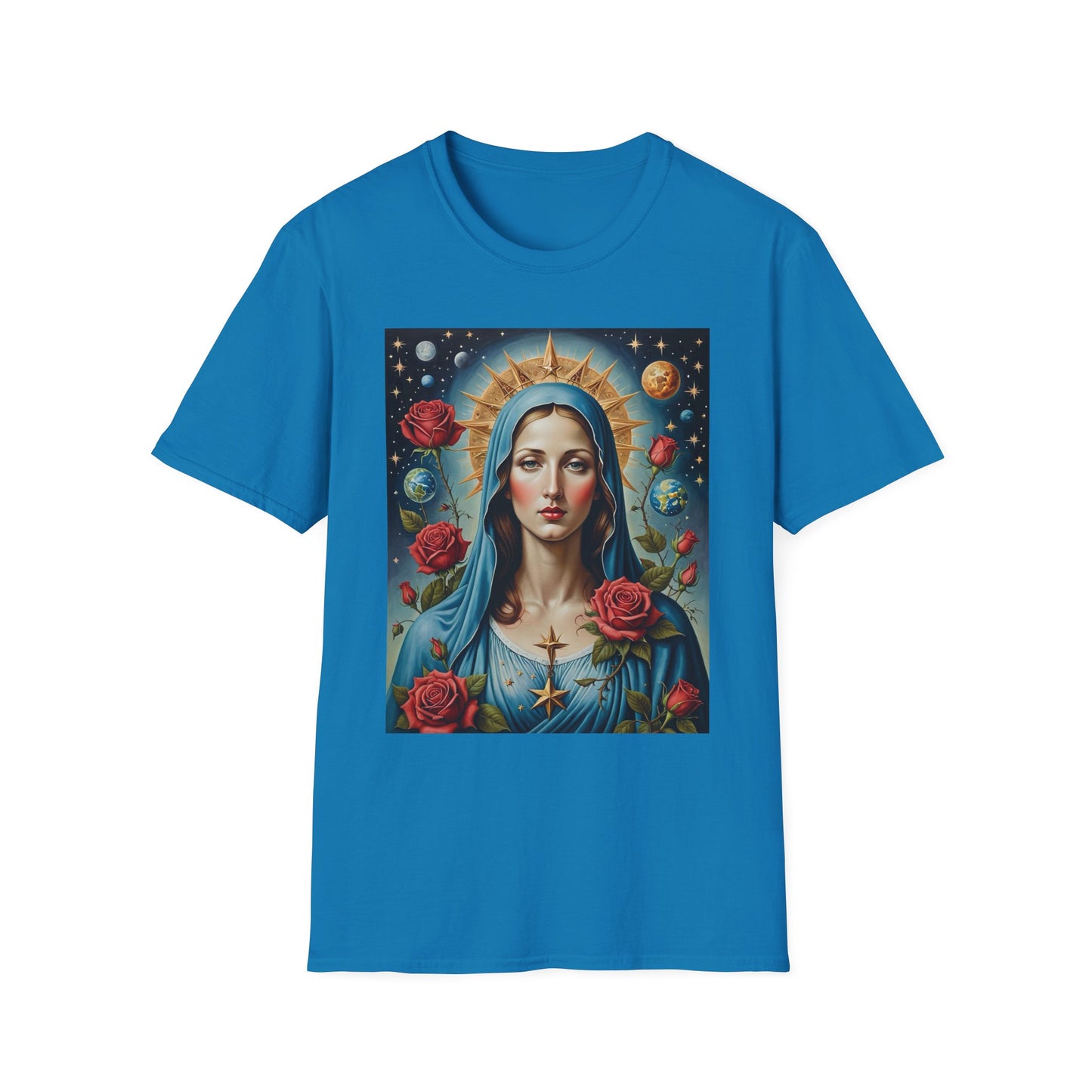 Artistic Virgin Mary T-Shirt, Vintage Graphic Tee, Religious Shirt, Christian Gift, Casual Wear