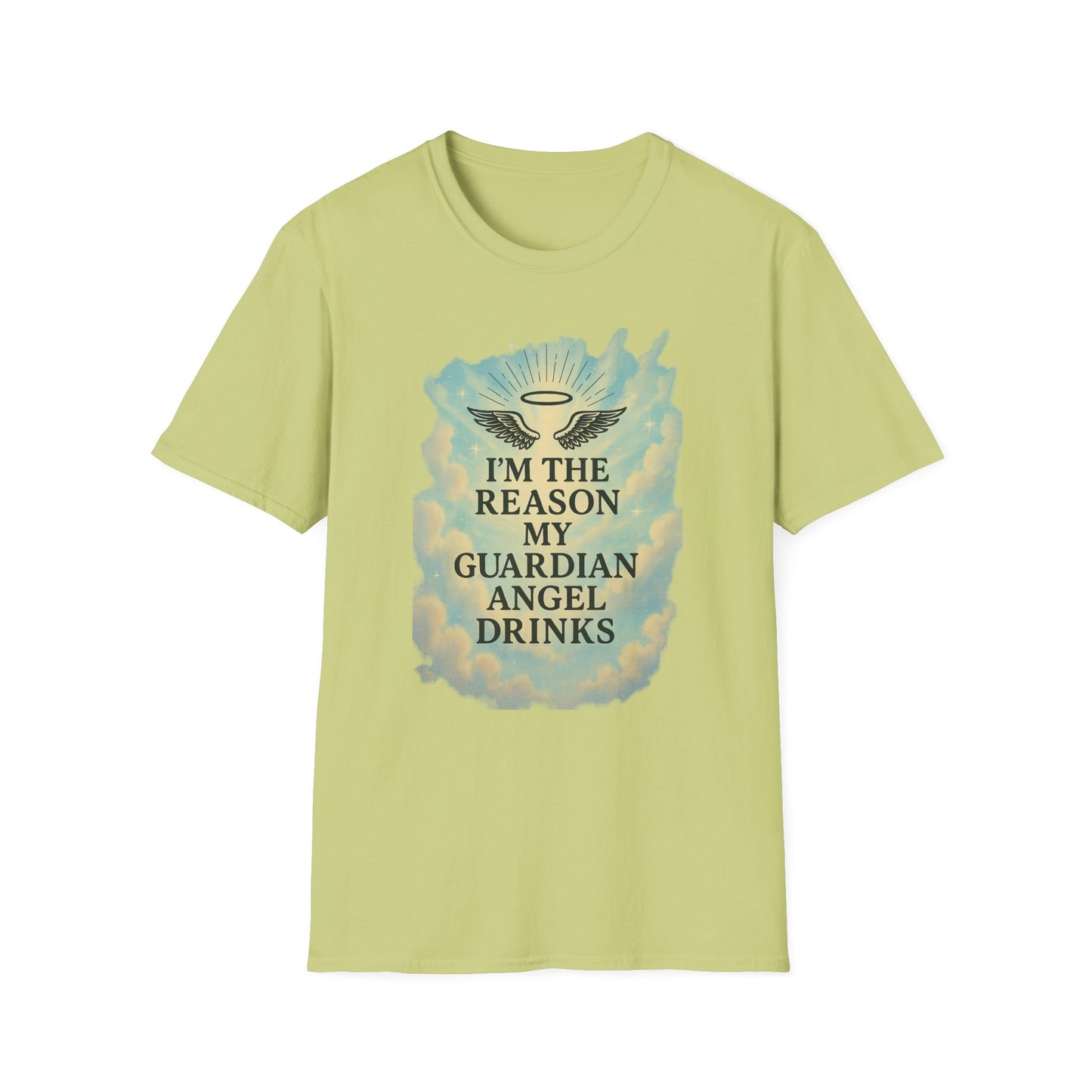 Unisex Softstyle T-Shirt, Funny Guardian Angel Tee, Unique Gift for Friends, Humor Shirt, Casual Wear, Perfect for Holidays