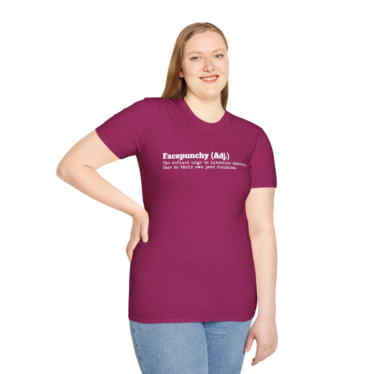 Facepunchy Definition T-Shirt Sarcastic Text Tee Funny Dictionary Shirt for Snarky People Gift for Coworkers with Attitude Passive Aggressive Humor