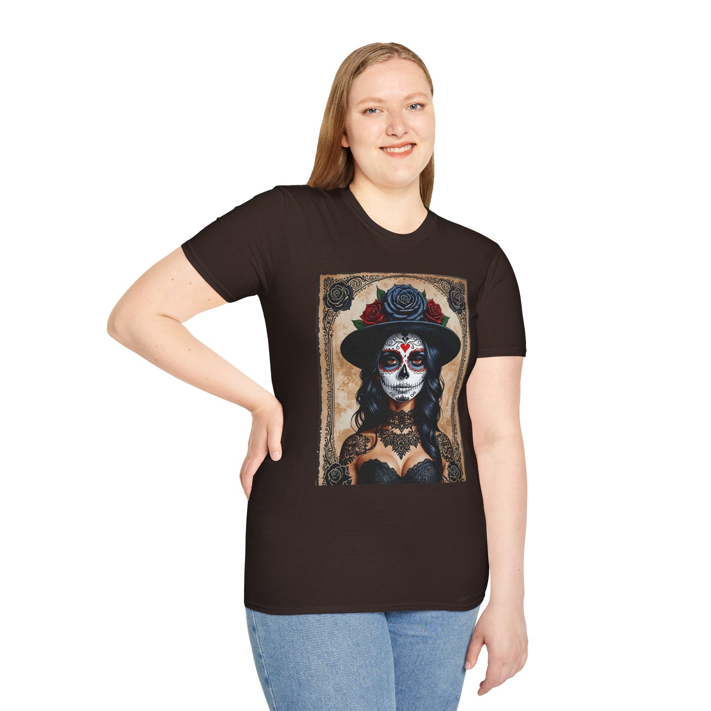 Sugar Skull T-Shirt – Gothic Calavera Tattoo Art Tee – Gift for Skull Collectors, Tattoo Lovers, and Dark Aesthetic Fans