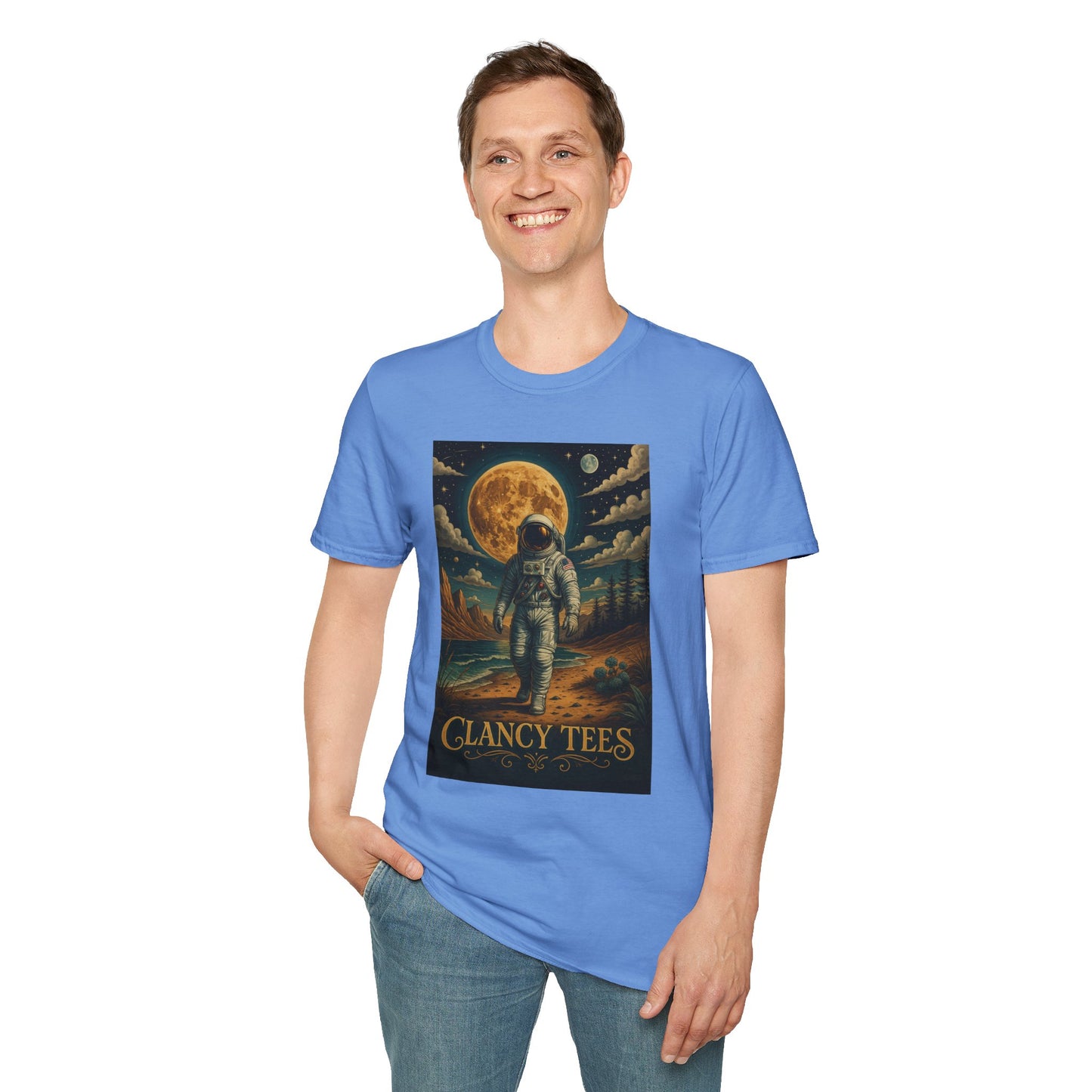 Astronaut Adventure Unisex Softstyle T-Shirt | Cosmic Space Shirt, Graphic Tee for Space Lovers, Gift for Nerds, Casual Wear