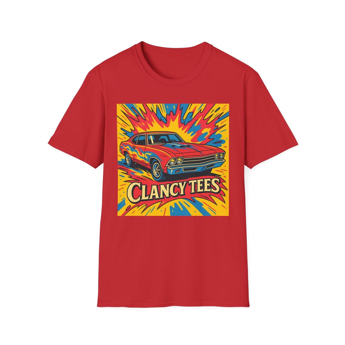 Muscle Car Graphic Tee with Retro Flames | Vintage Car Lover T-Shirt | Gift for Gearheads & Classic Ride Fans | Bold Hot Rod Shirt