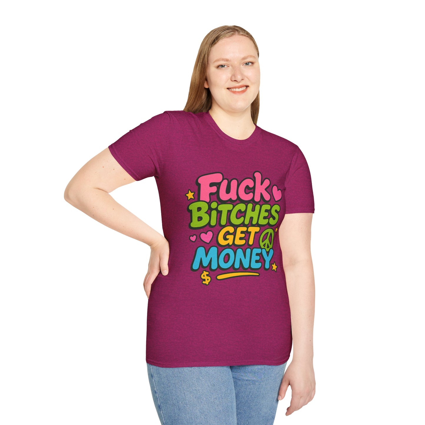 Fuck Bitches Get Money Shirt Funny Bold Graphic Tee Gift for Hustlers Savage Statement T-Shirt for Rebels Trolls Unfiltered Meme Culture Fans