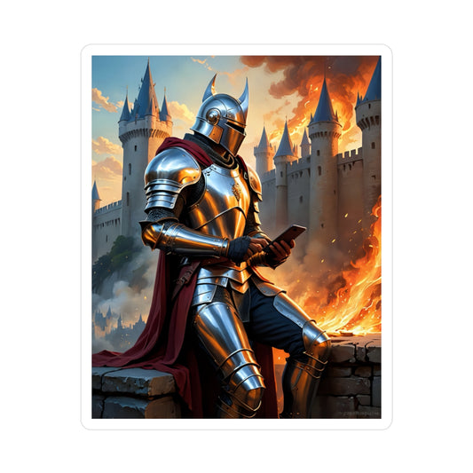 Knight in Armor Vinyl Decals, Fantasy Artwork Stickers, Warrior Wall Decor, Home Office Decoration, Gift for Gamers