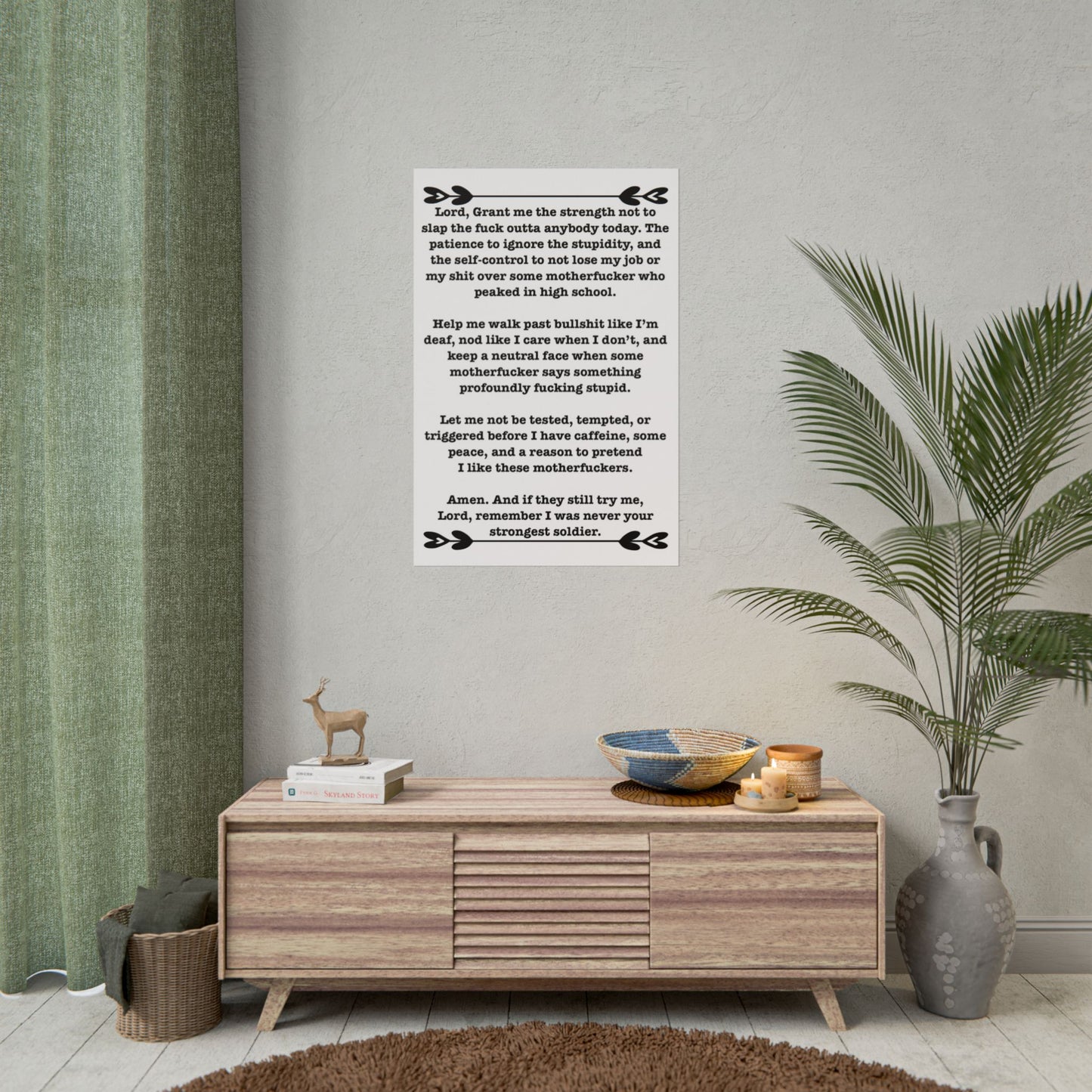 ClancyTees Serenity Prayer Poster Funny Profane Wall Art Office Humor Print Gift for Coworkers