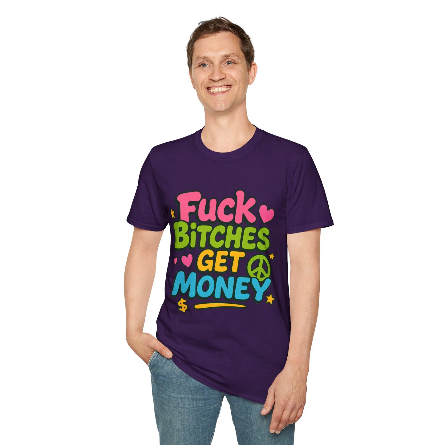 Fuck Bitches Get Money Shirt Funny Bold Graphic Tee Gift for Hustlers Savage Statement T-Shirt for Rebels Trolls Unfiltered Meme Culture Fans