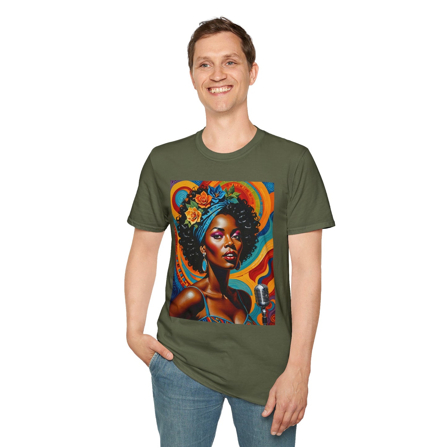 Afrofuturist Soul Singer T Shirt Cosmic Jazz Graphic Tee Retro Funk Fashion Music Artwork Top Gift for Soul Fans