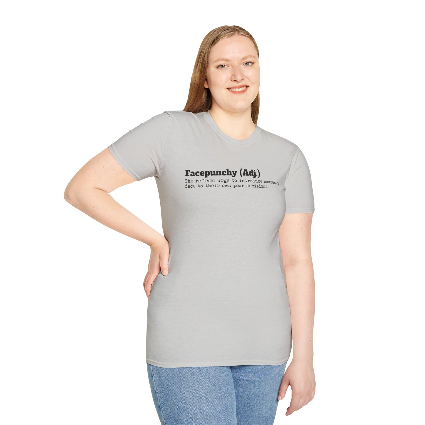 Facepunchy Definition T-Shirt Sarcastic Text Tee Funny Dictionary Shirt for Snarky People Gift for Coworkers with Attitude Passive Aggressive Humor