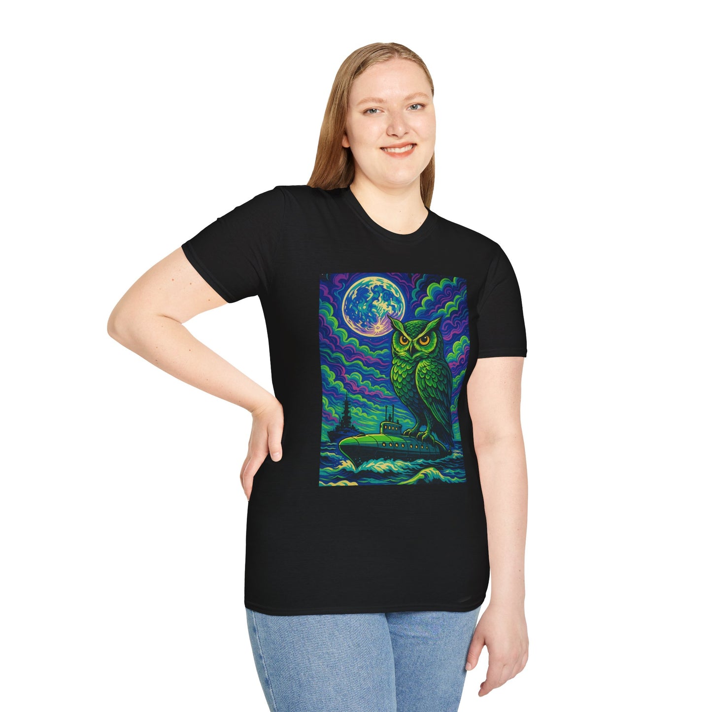 Psychedelic Owl T-Shirt – Trippy Moonlight Animal Tee – Gift for Night Owls, Nature Lovers, Surreal Art Fans & Creatures of the Cosmic Forest