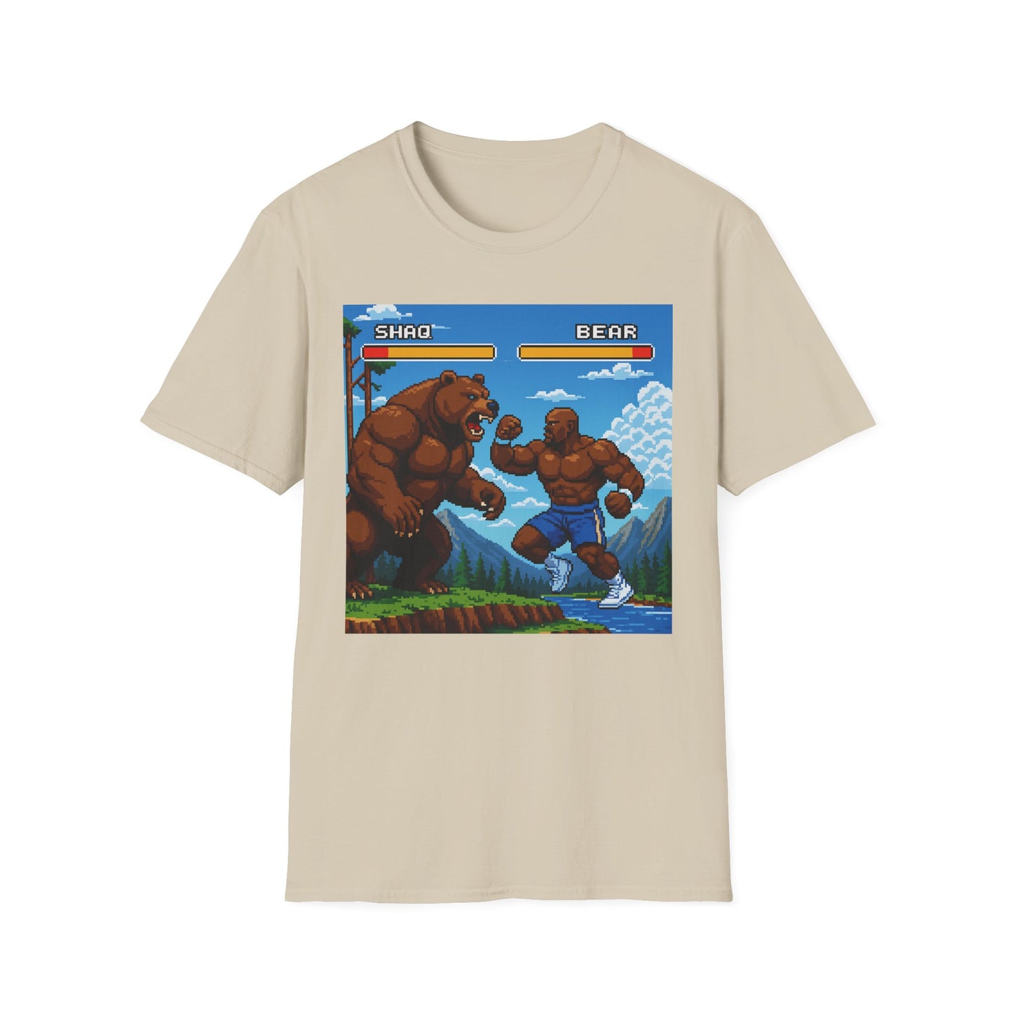 Shaq vs Bear Funny T-Shirt | Retro Arcade Fighter Tee | Gift for Gamers & 90s Kids | Weird Animal Combat Shirt