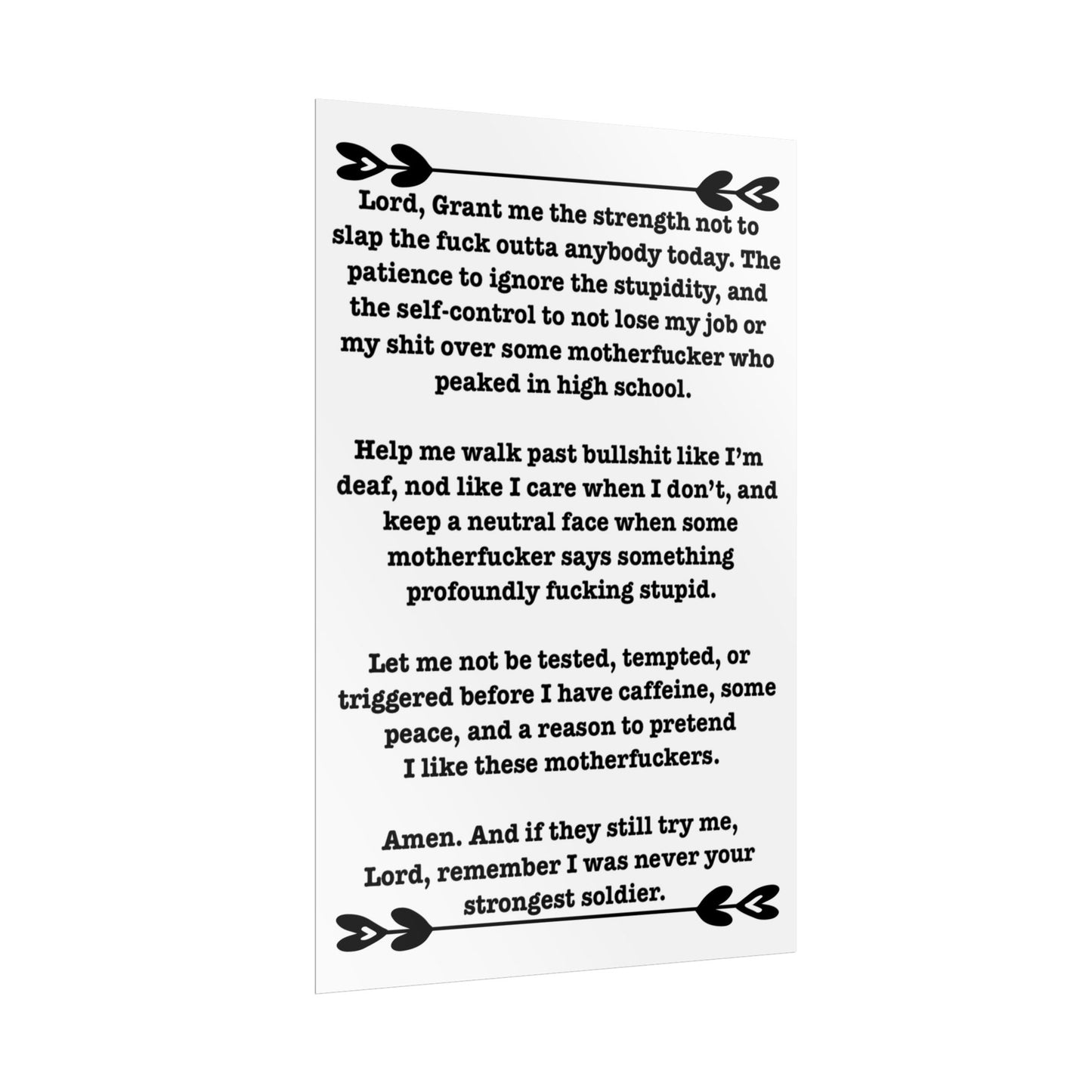ClancyTees Serenity Prayer Poster Funny Profane Wall Art Office Humor Print Gift for Coworkers