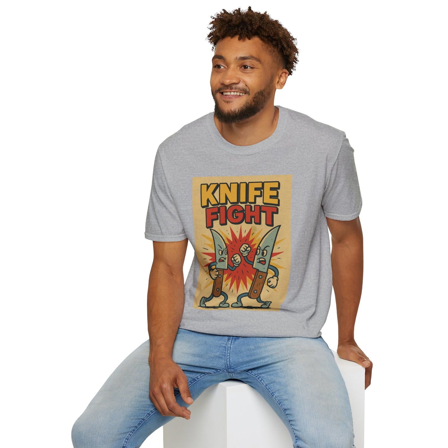 Retro Knife Fight Graphic T-Shirt, Funny Tee, Casual Unisex Clothing, Gift for Him or Her, Unique Humor Shirt
