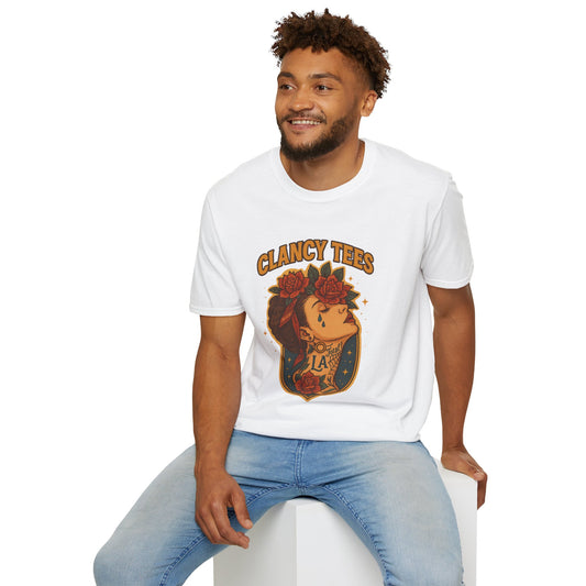 Unisex Tattoo Graphic Tee with Floral Design, Casual Everyday Wear, Gift for Friends, Fashionable Lounge Top, Cute Summer Shirt