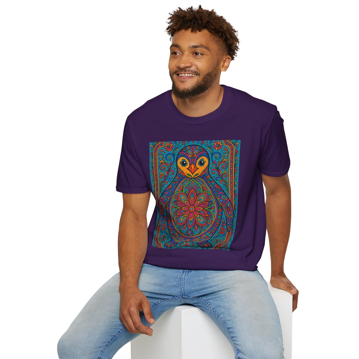 Trippy Penguin Mandala T-Shirt – Psychedelic Animal Tee – Funny Gift for Nature Lovers – Penguin Shirt for Hippies, Weirdos, and Mandala Fans