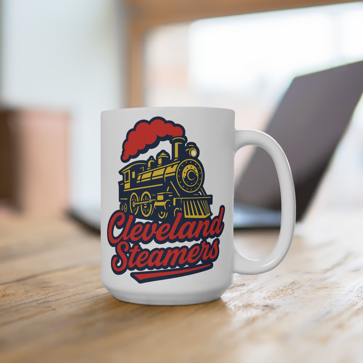 Cleveland Steamers Mug Funny 15oz Ceramic Coffee Cup Retro Train Design Gift For Sports Fans