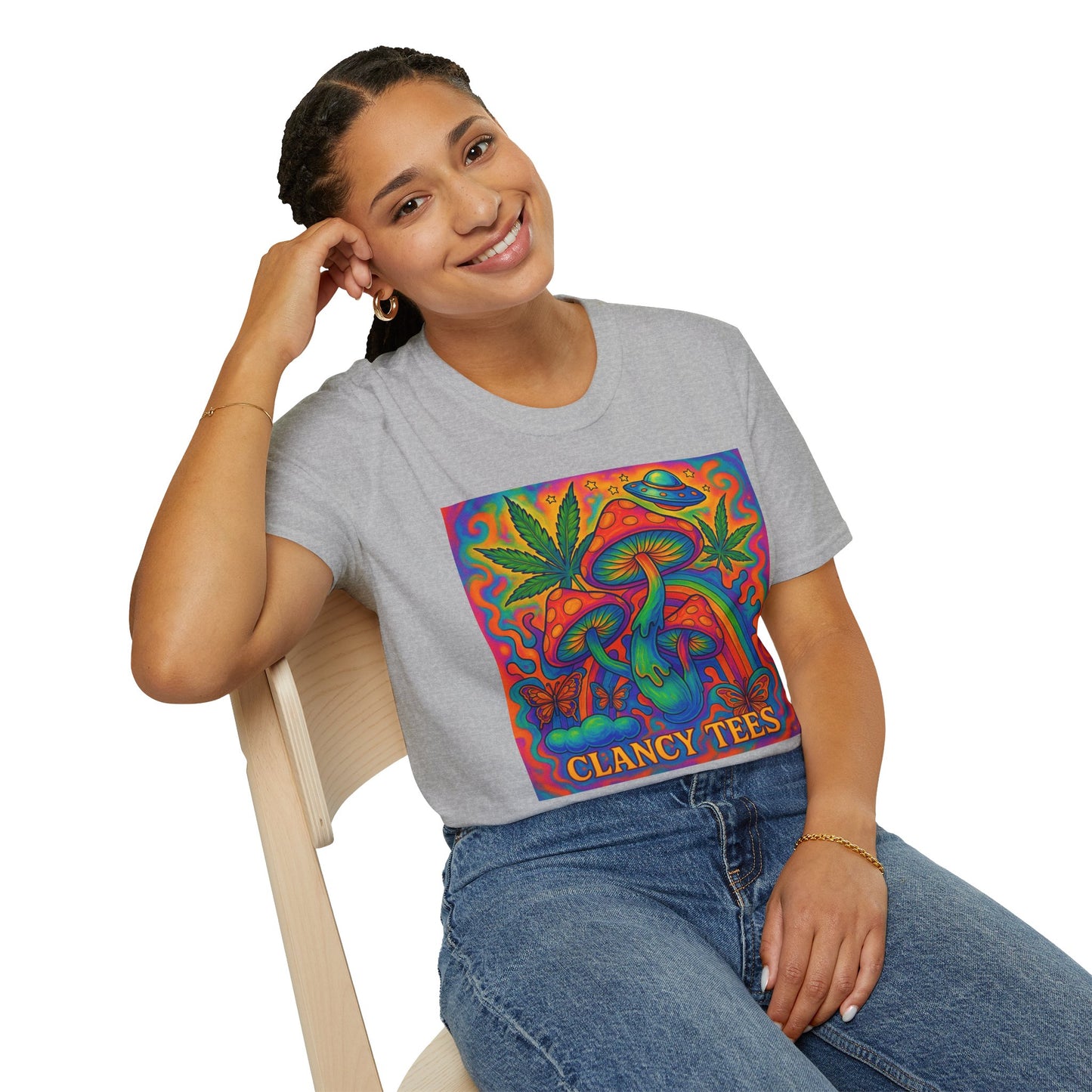 Colorful Psychedelic T-Shirt, Fun Graphic Tee for Music Festivals, Unique Gift for Friends, Retro Style Shirt, Unisex Softstyle Tee
