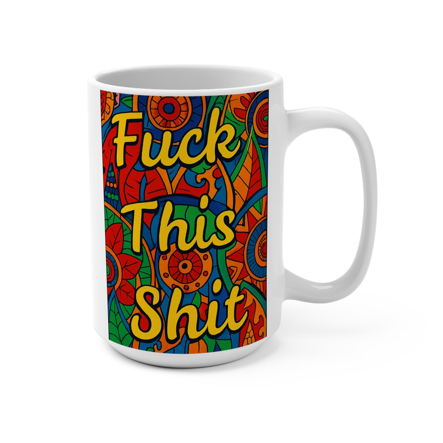 Fuck This Shit Mug Funny Rude Floral Artwork Ceramic Coffee Cup Gift for Sarcastic Friends