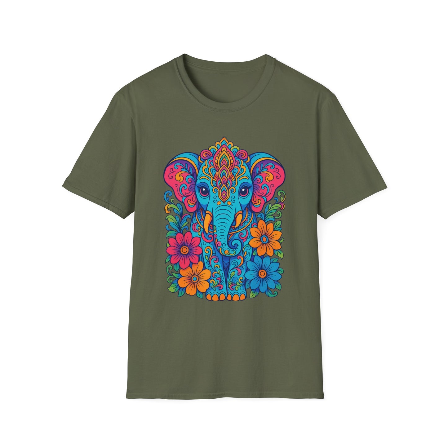 Colorful Elephant Shirt Trippy Boho Floral Art Tee Gift for Yoga Lovers Psychedelic Animal Fans and Free Spirits Who Rock Vibrant Festival Style