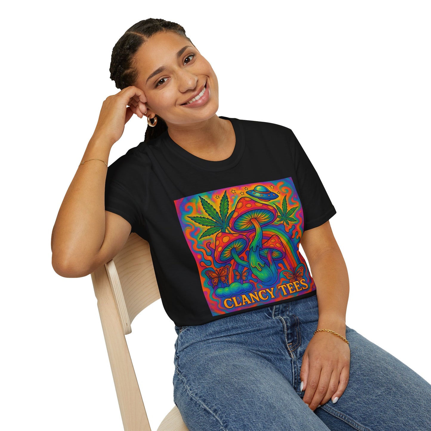 Colorful Psychedelic T-Shirt, Fun Graphic Tee for Music Festivals, Unique Gift for Friends, Retro Style Shirt, Unisex Softstyle Tee