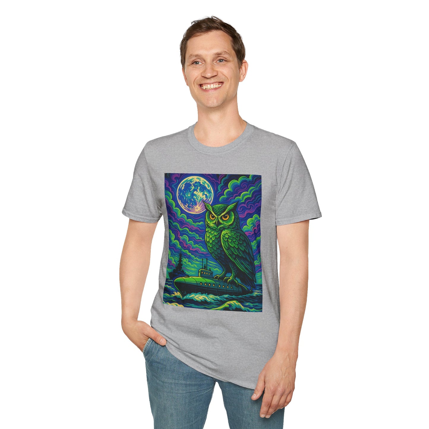 Psychedelic Owl T-Shirt – Trippy Moonlight Animal Tee – Gift for Night Owls, Nature Lovers, Surreal Art Fans & Creatures of the Cosmic Forest