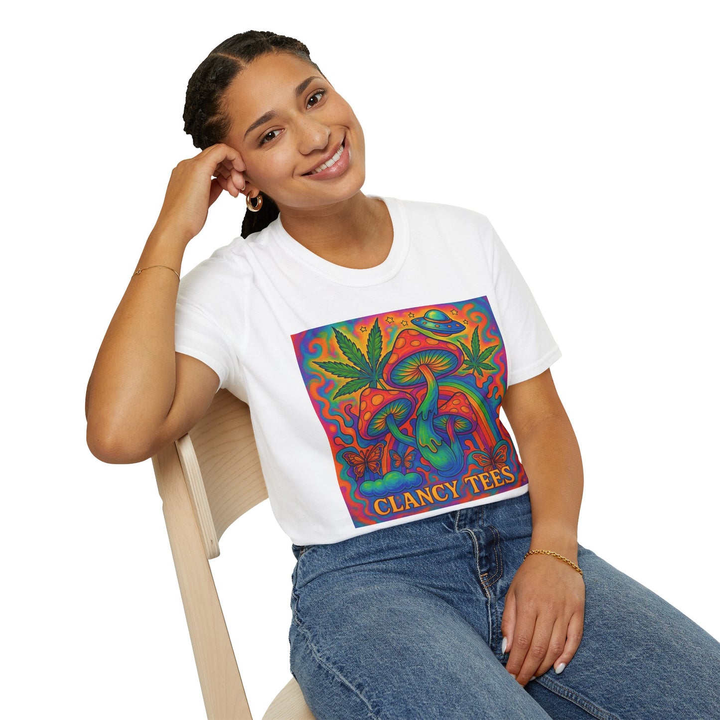 Colorful Psychedelic T-Shirt, Fun Graphic Tee for Music Festivals, Unique Gift for Friends, Retro Style Shirt, Unisex Softstyle Tee