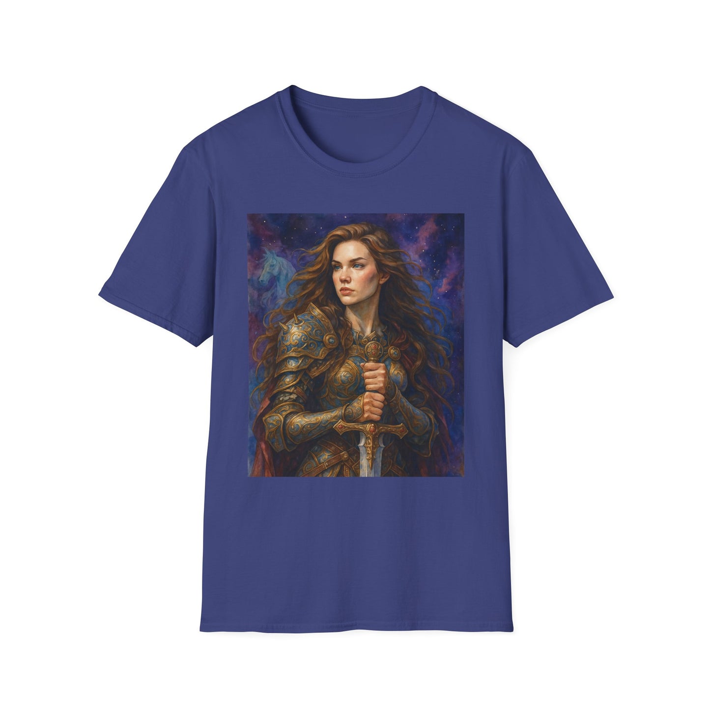 Warrior Woman T Shirt Fantasy Knight Art Medieval Armor Female Hero Tee Gift for Fantasy Lovers Sword Wielder Shirt Bold Aesthetic Battlecore Clothing